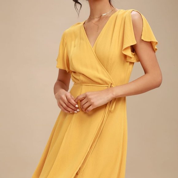 Yellow Wrap Lulu's Dress - NWT - Picture 1 of 3